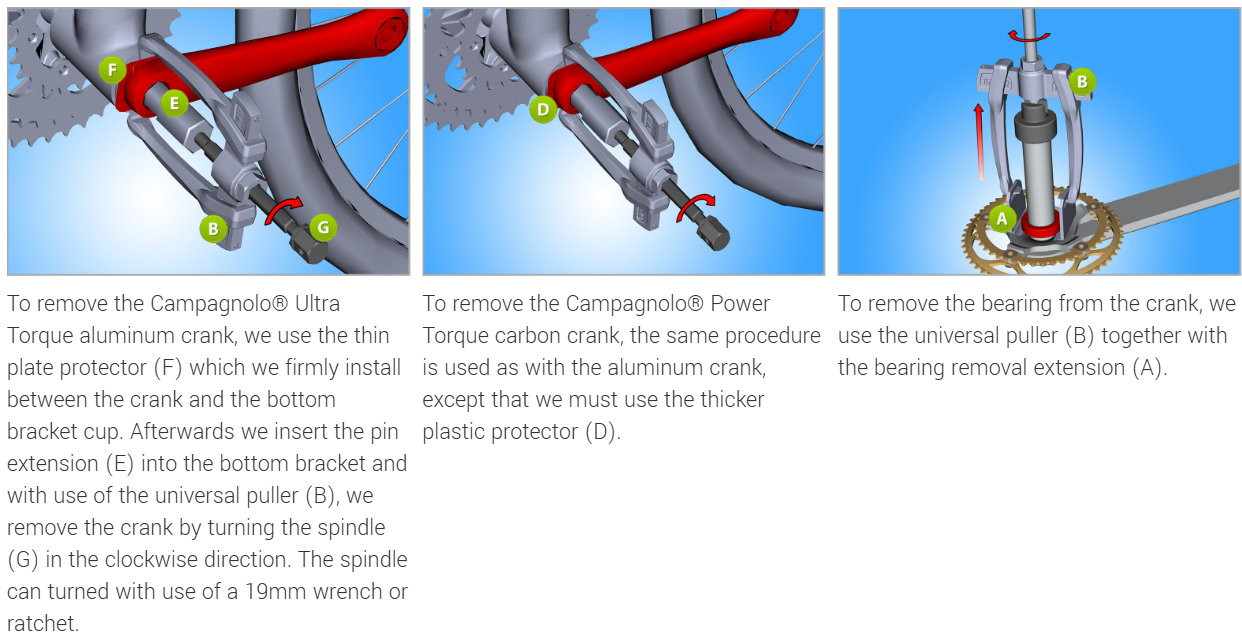 Unior Crank And Bearing Removal And Installation Tools For Campagnolo And Fulcrum